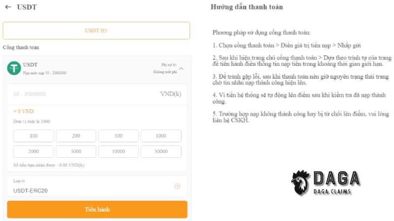 Hướng dẫn nạp tiền DAGA: Các bước thực hiện siêu dễ